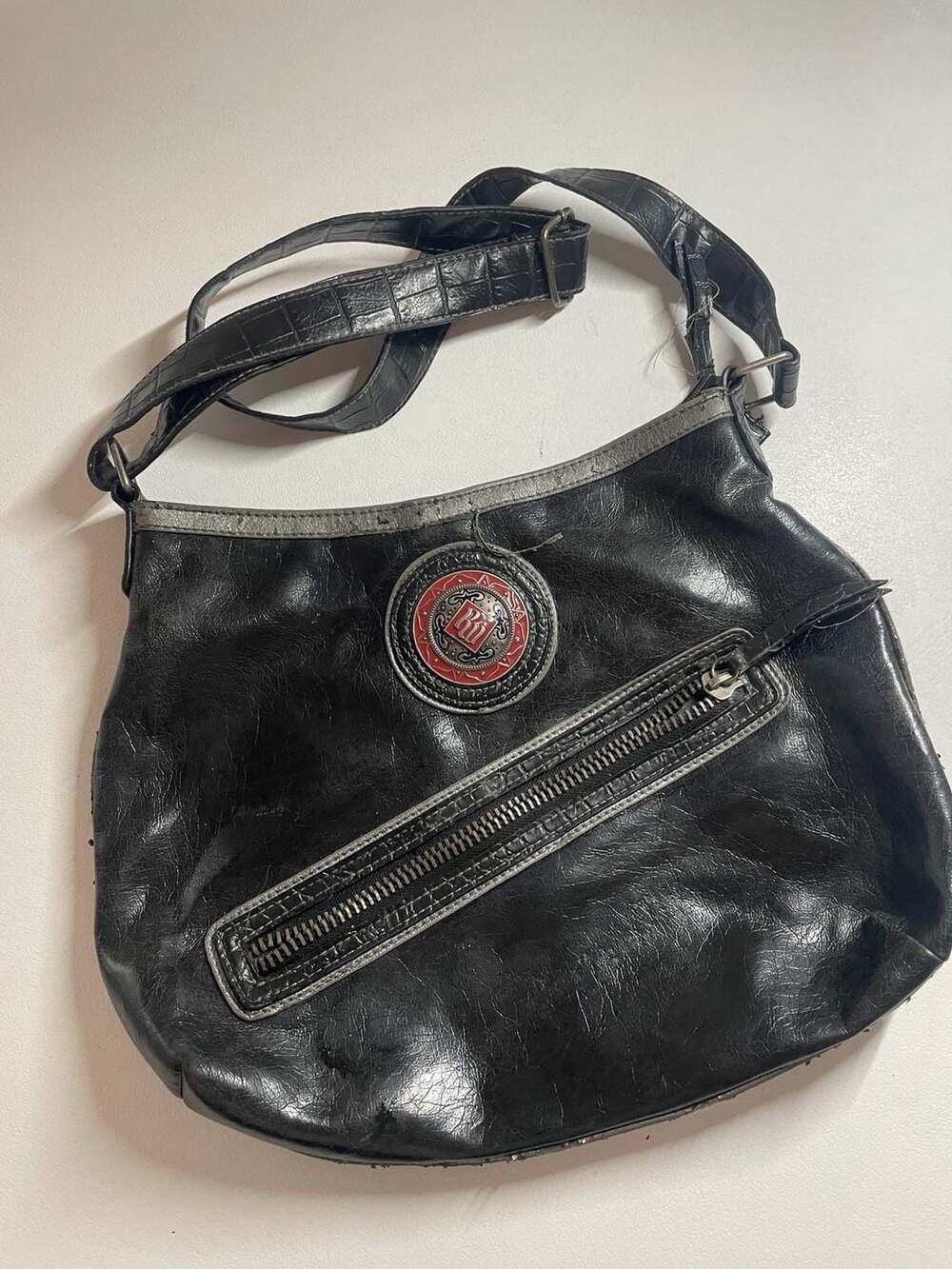 Rocawear Y2K Vintage Black Faux Leather Crossbody Bag